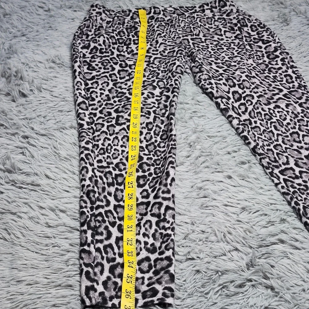Michael Kors Jegging Legging Pants Large Leopard Print Gray Black Skinny Pull On
